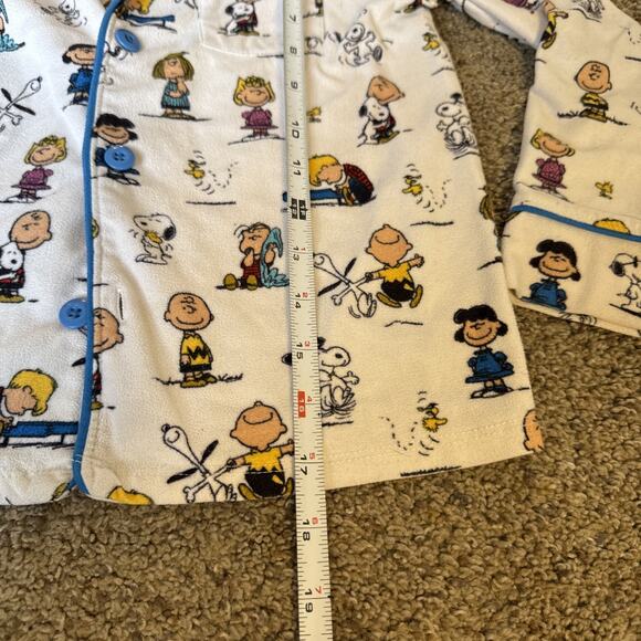 Peanuts Snoopy‎ Charlie Brown Kids Pajama Set Pants Shirt Fleece Cartoon S / M - Picture 9 of 13
